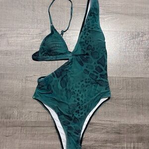Teal One-Shoulder Swimsuit